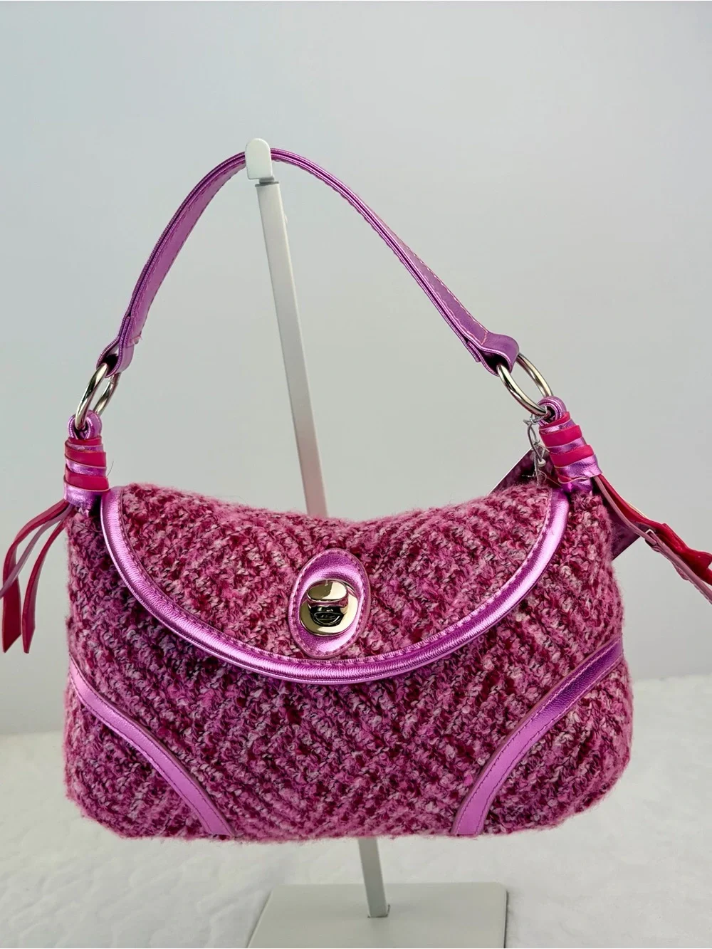 American Girl x Bath and Body Works Pink Tweed Cosmetic Bag with Metallic Trim